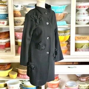 Keiko Kishi by Nosh Black Embellished Floral Wool Jacket - Size Small